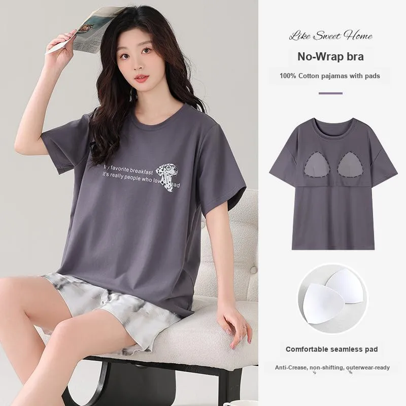NOME Summer Women's Summer Pajamas Short Sleeved Shorts Women's Two Piece Set-1
