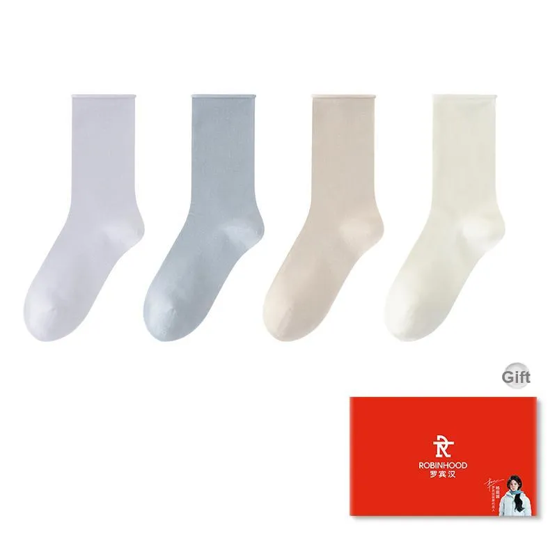 ROBINHOOD Mid Calf Socks Women's 4 Pack Gift Box Set-4