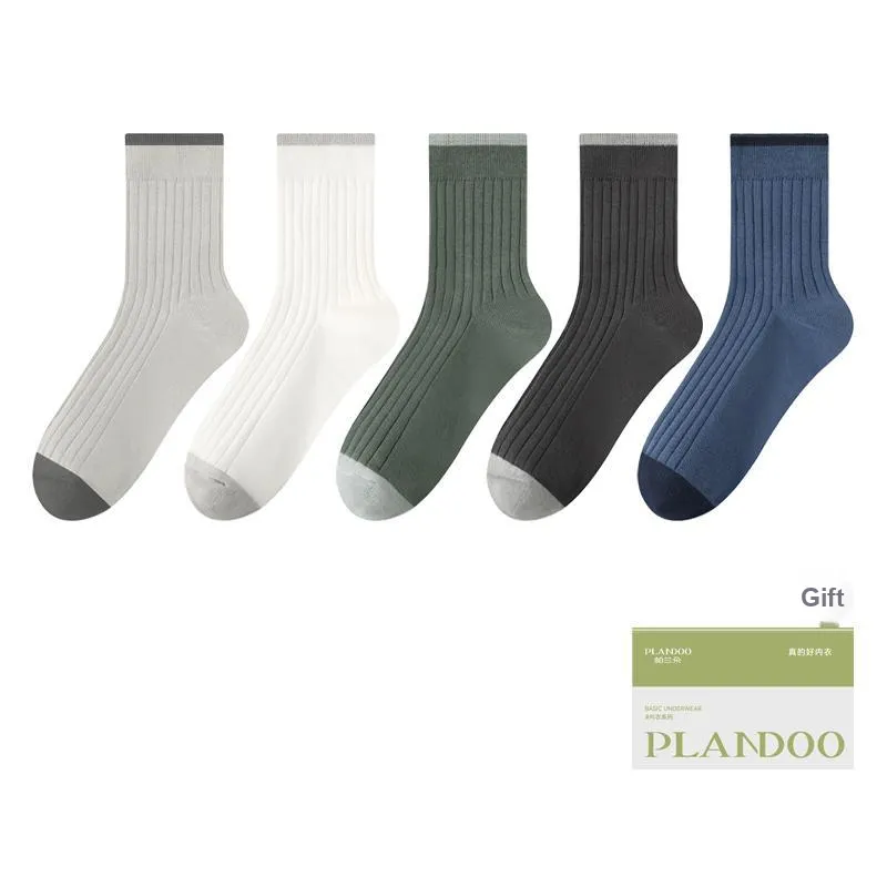 PLANDOO Mid Calf Socks Men's Shopping Bag 5 Pack-5