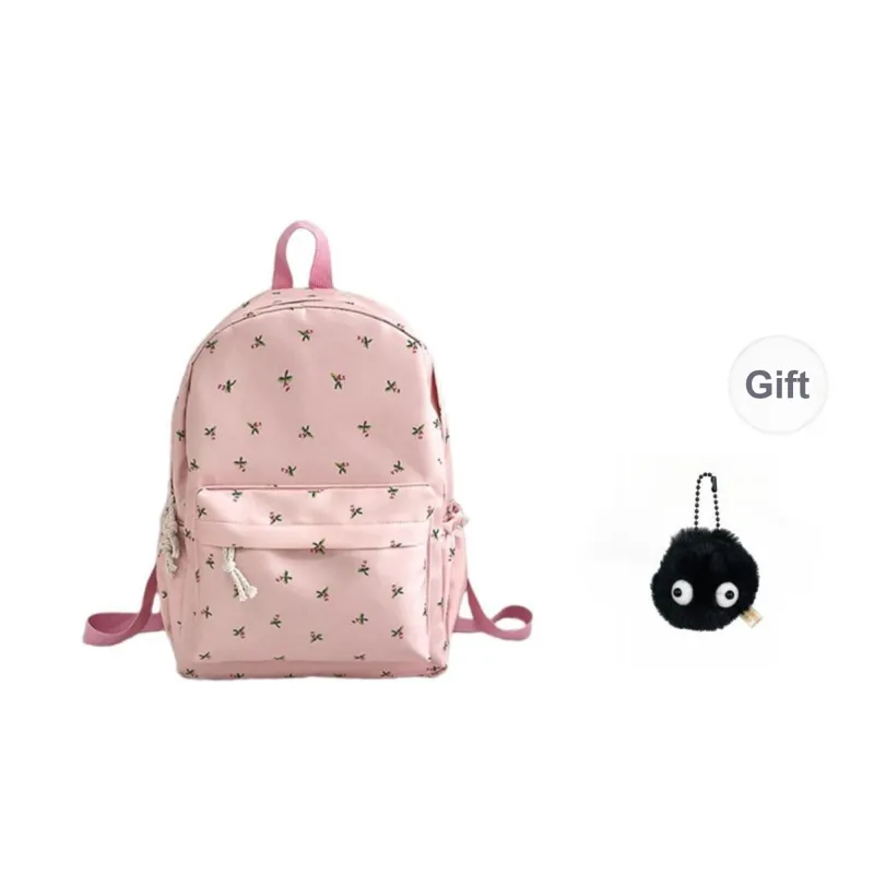 URBAN FOREST Nylon Backpack Unisex Ecru/Black/Pink/Sky Blue-12