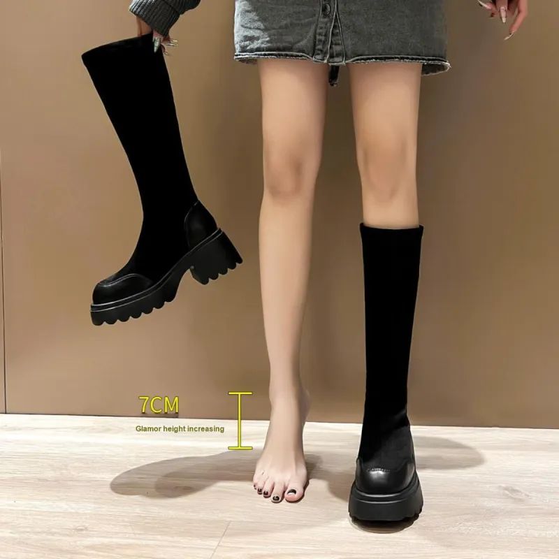 OMS Knee high Boots Women's Black/Brown-2