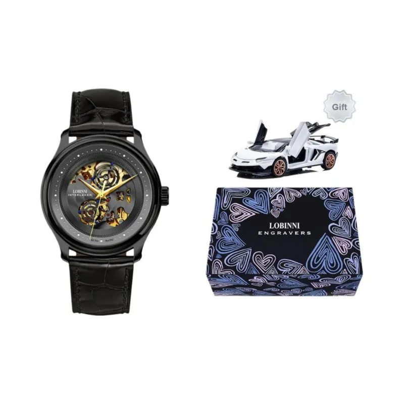 LOBINNI L Automatic Mechanical Movement Genuine Leather Strap Watch Men's Watches Cut-Out Dial-21