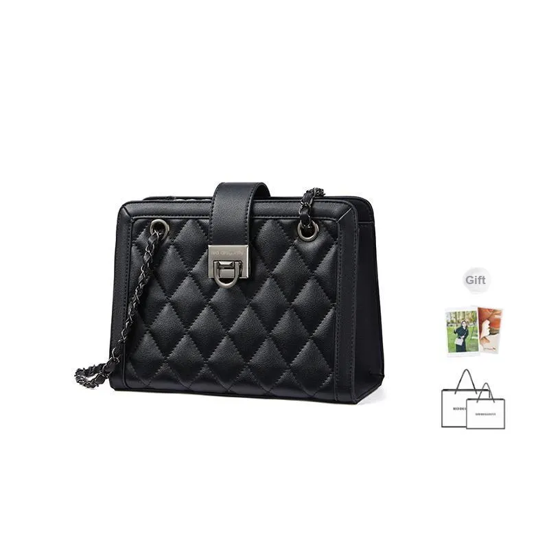 RED DRAGONFLY Cow Leather Shoulder Bag, Crossbody Bag Regular Women's Black-0