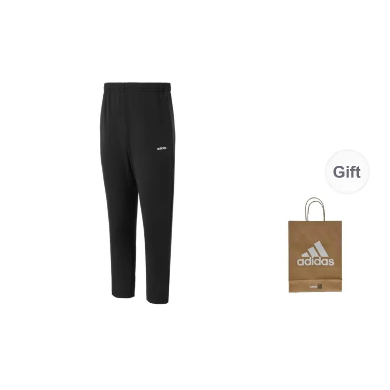 Adidas Knitted Sports Pants Men's Black+Shopping Bag-2
