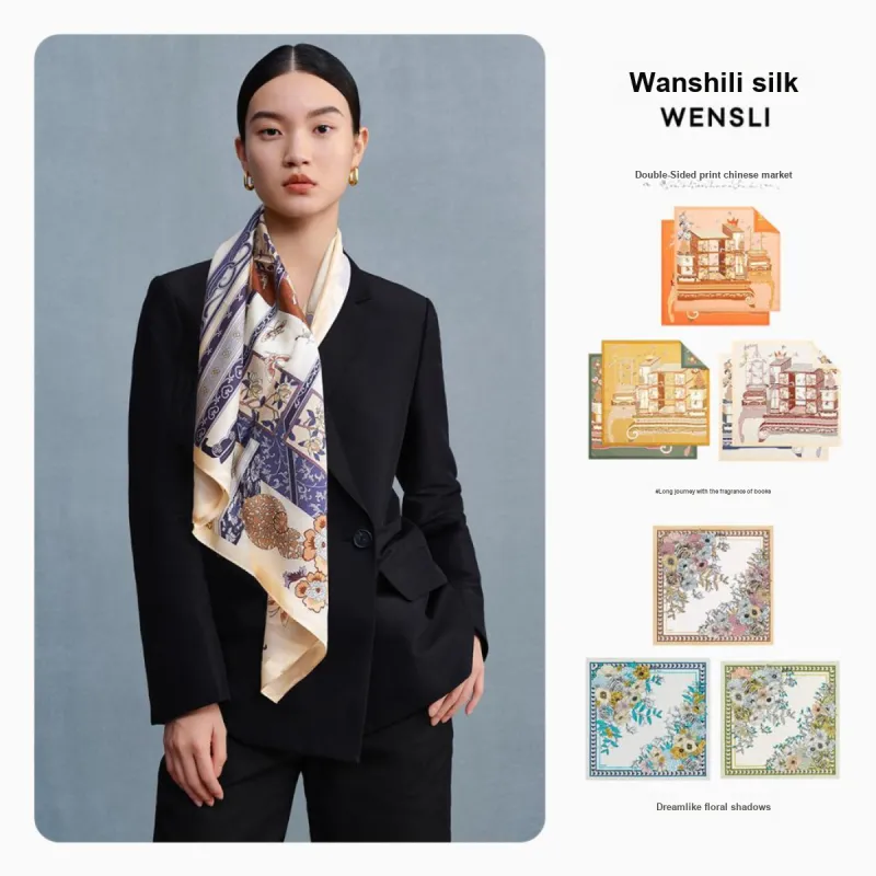 WENSLI Silk Scarves Unisex-4