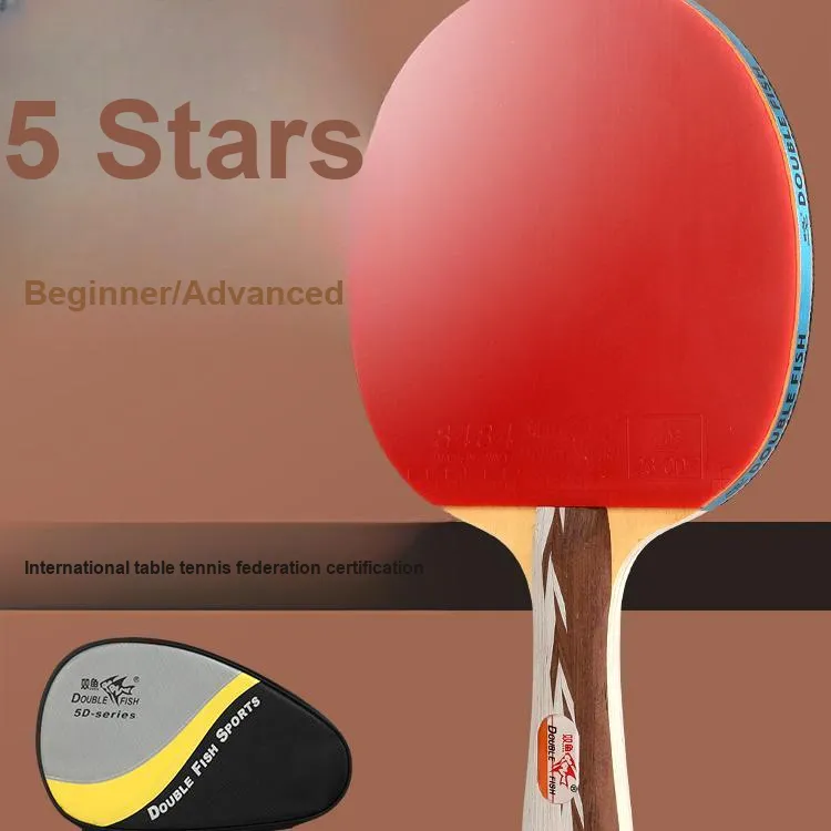 DOUBLEFISH Ping Pong Paddles Kids' All Wood Black Red-6