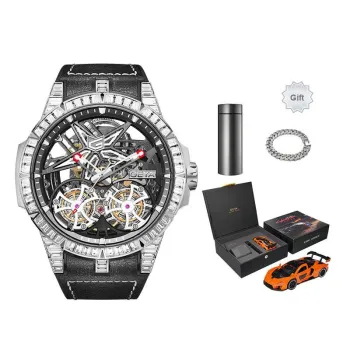 GEYA Kings Series Automatic Mechanical Movement Silicone Strap Watch Men's Watches Cut Out Dial