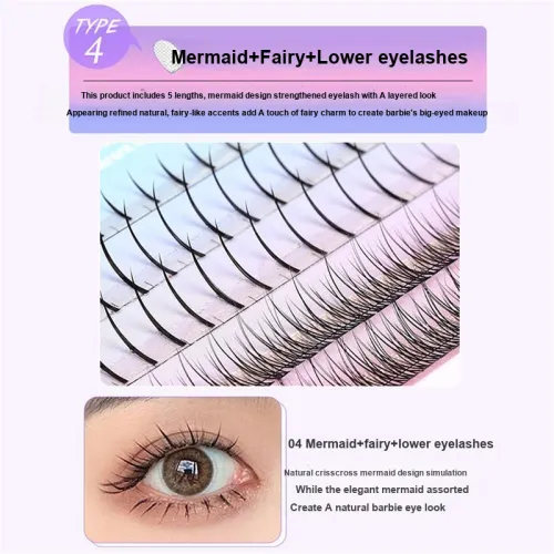 JIANYINGSHU Фея Русалка Накладные ресницы Один кластер Одноразовый Сегментированный