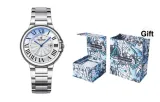 L-9157 Women's Blue Balloon Collection Silver Case White Dial Steel Band