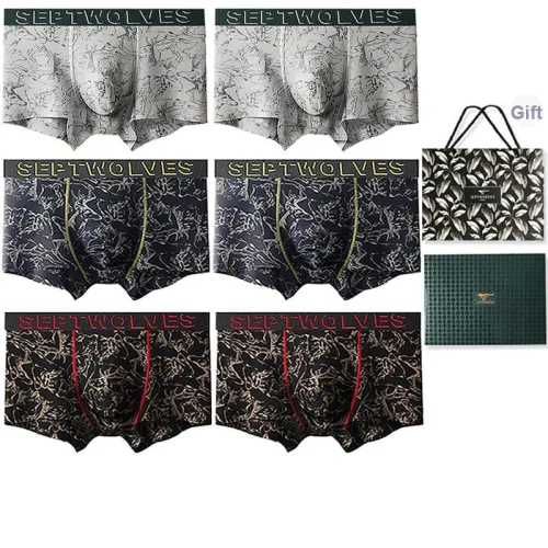 SEPTWOLVES Мужское нижнее белье подарочная коробка 6 пар + бесплатная сумка для покупок
