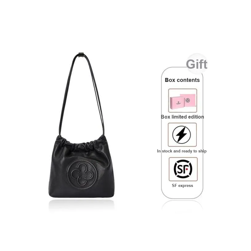 CASSILE Italy Version Imported Sheepskin Vegan Leather Trash Bag Crossbody Bag Shoulder Bag Small Size Women's Black
