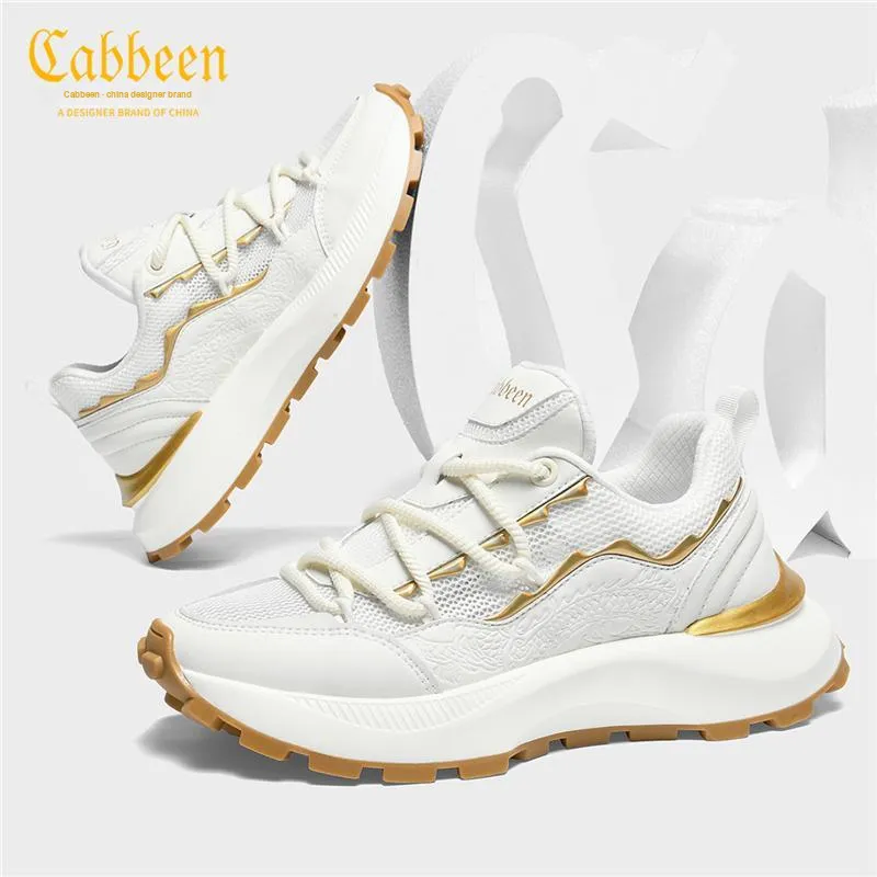 Cabbeen Low-Top Fashion Dragon Pattern Breathable Platform Athletic Shoes Men's-6
