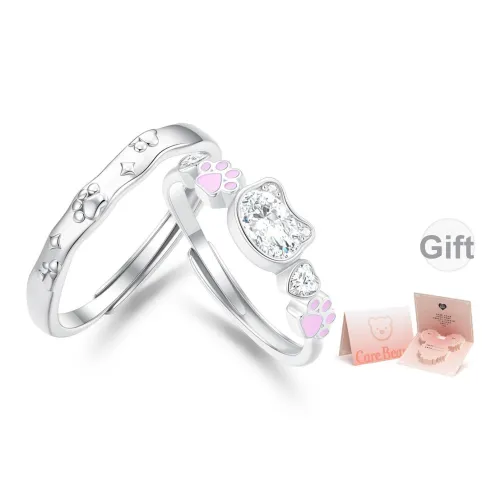 Сердце Маленький Медведь Серебро S925 S999 Тонкое Серебряное Кольцо Унисекс