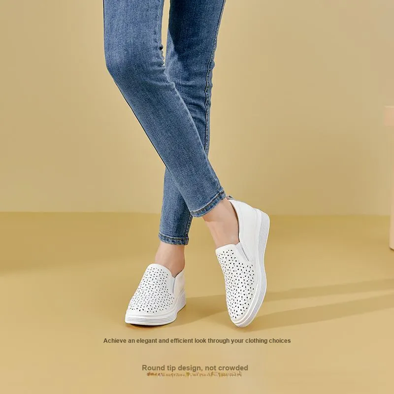 DG Wear-Resistant Lightweight Height Increasing Low-Top Casual Shoes 5cm Women's-3