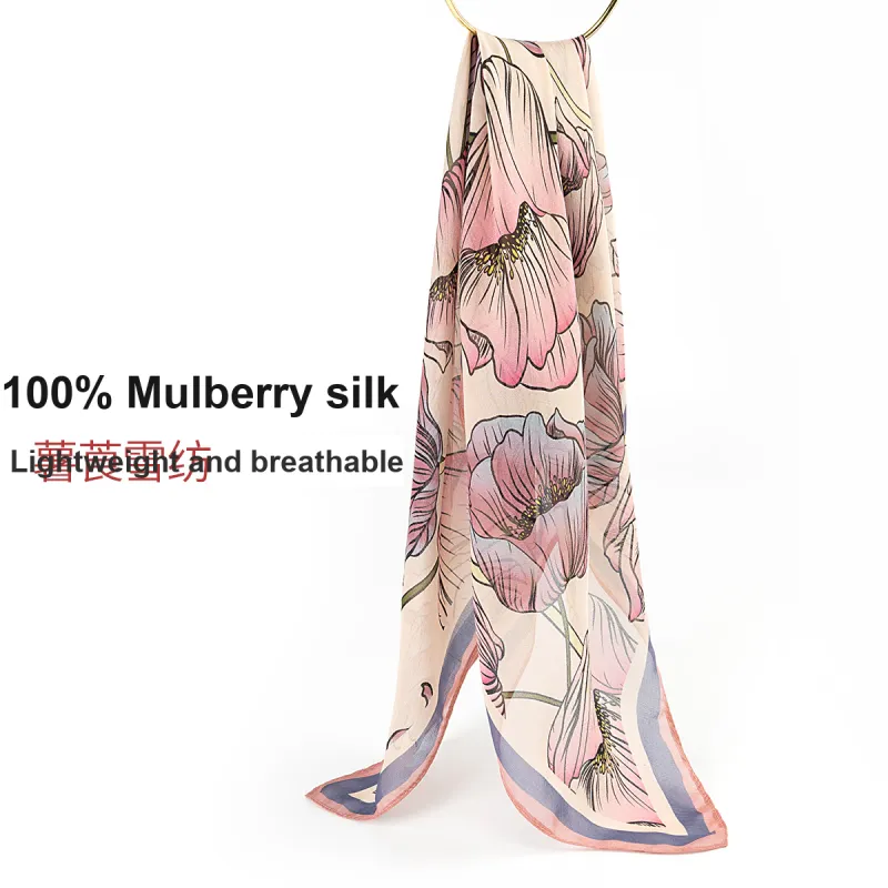 Shanghai Story 100% Mulberry Silk Silk Scarves Women's Ethereal Beauty Shadow Gift Box Set-9