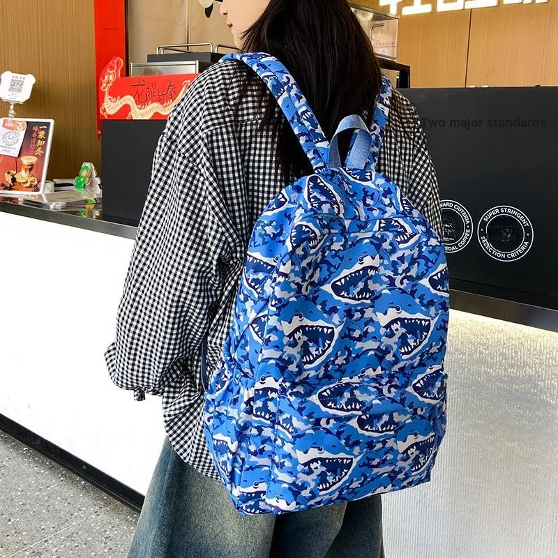 BUBM Nylon Backpack Regular Unisex Sky Blue/Navy Blue/Gray/Purple/Green-1