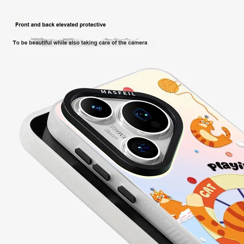 Marsfield Acrylic Material Laser Magnetic Spinny Kitten Phone Cases Compatibility Huawei P70/60/50/40 Pro-5