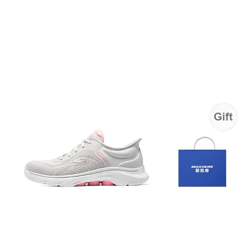 Skechers GO WALK 7 Cushioning Slip Resistant Waterproof Rebound Low Top Running Shoes Women's Gray Pink-6
