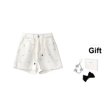 Fstudio Summer Korean Style Petite Sweet & Spicy Outfit 100% Cotton Print Denim Shorts Women's