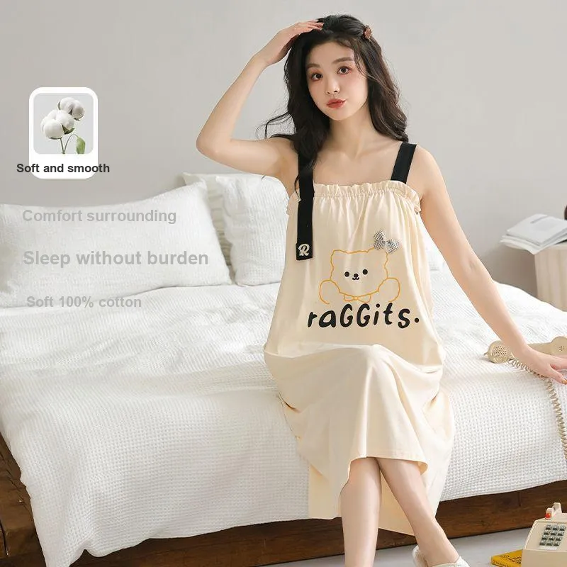 JINXU Nightgown Women's Apricot-3