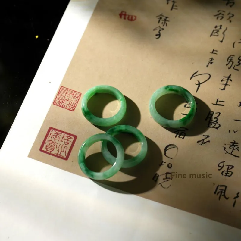 Clear Snow Glutinous Jade Jadeite Rings Unisex-2
