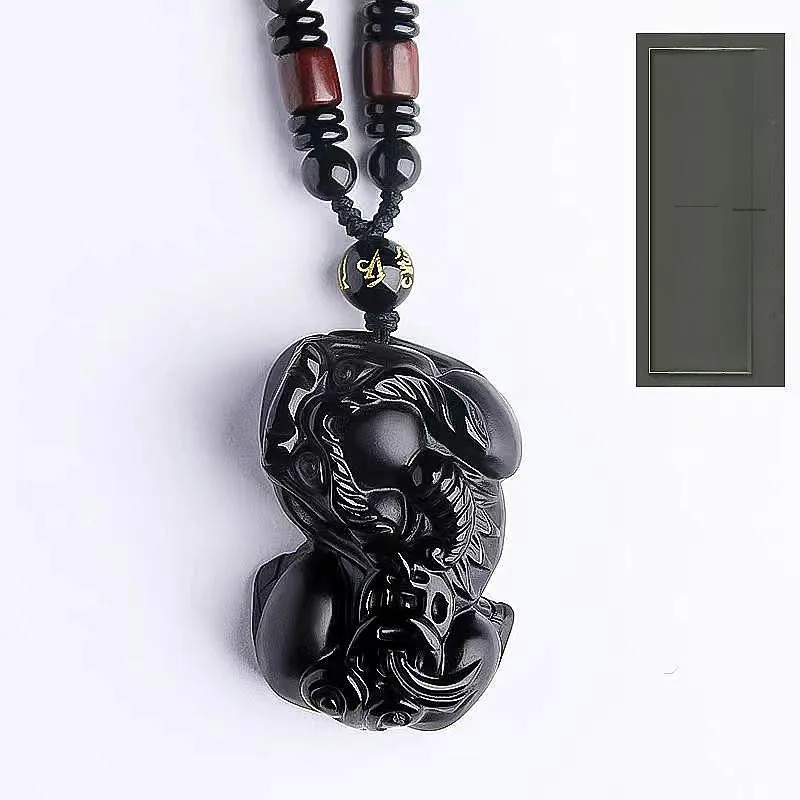 Lingxiang Yurun Obsidian Accessory, Zodiac Year Necklace Unisex-23