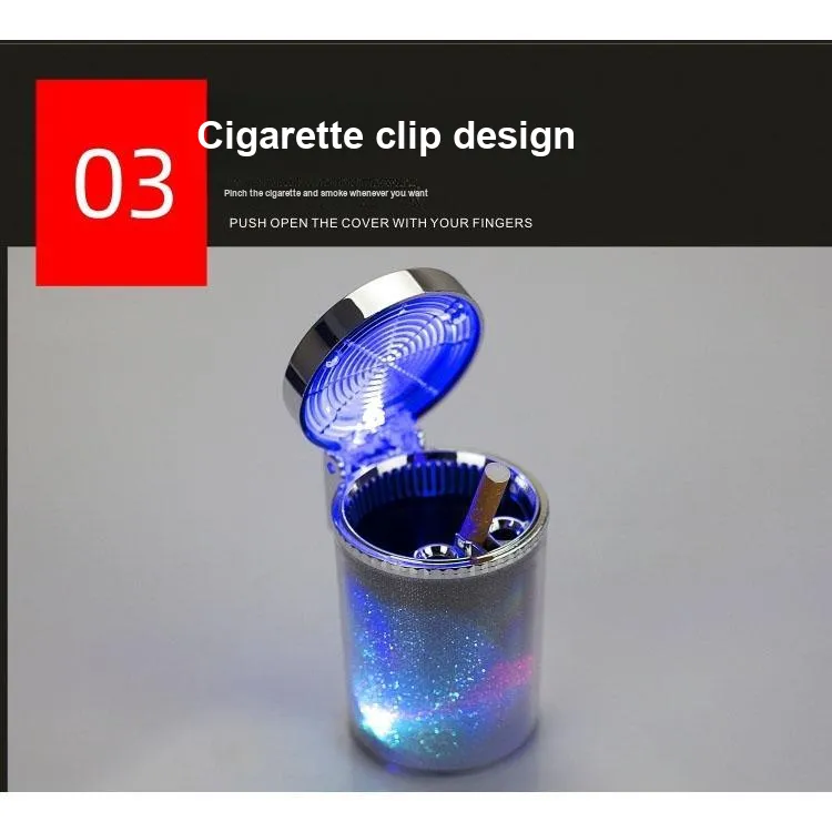JIANYUJIAFANG Car Air Vent Multicolor Ashtray With LED Light, Dazzling Color-4