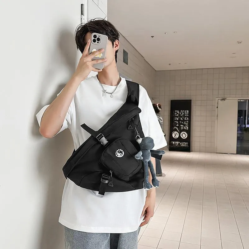 BUBM Nylon Sling Bag Unisex Black/grey/green/light Blue-4