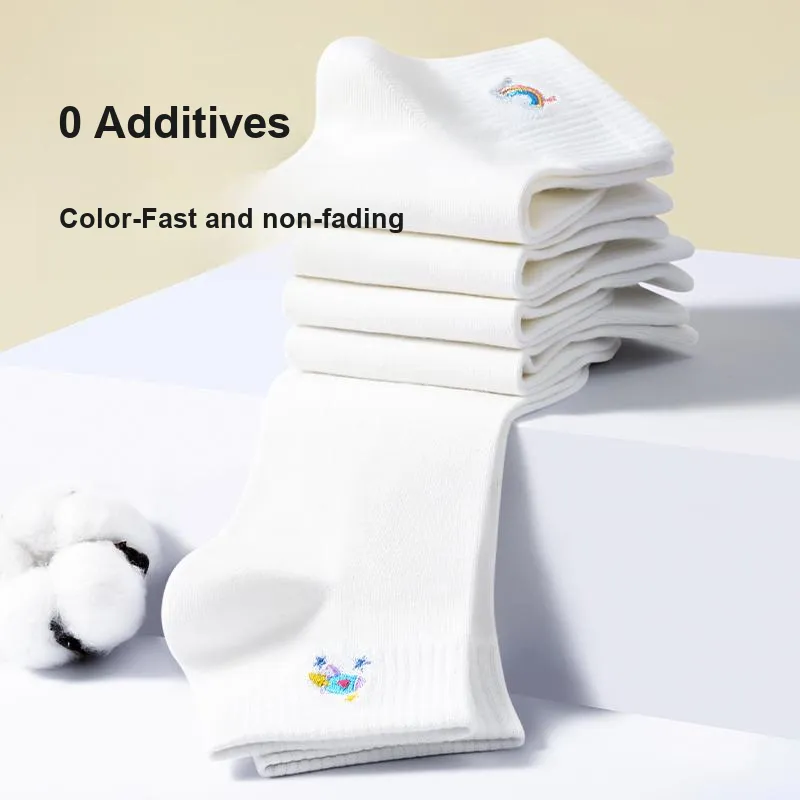 H YXIANG Ankle Socks Women's 5 Pack White-5