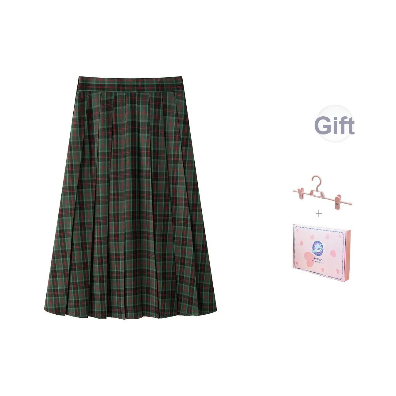 Tokyo Season Casual Long Skirts Women's Christmas Season Green Plaid Long Skirt