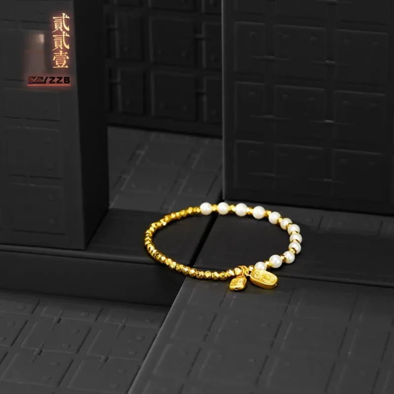 ERERYIZHUZAOBAN Good Luck Wealth Blessing Solid Gold 999 Fixed Price Gold Bracelet Women's-2