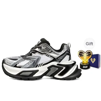 OGR Anti Slip And Wear Resistant Lightweight Height Increasing Low Top Chunky Sneakers Unisex Gray