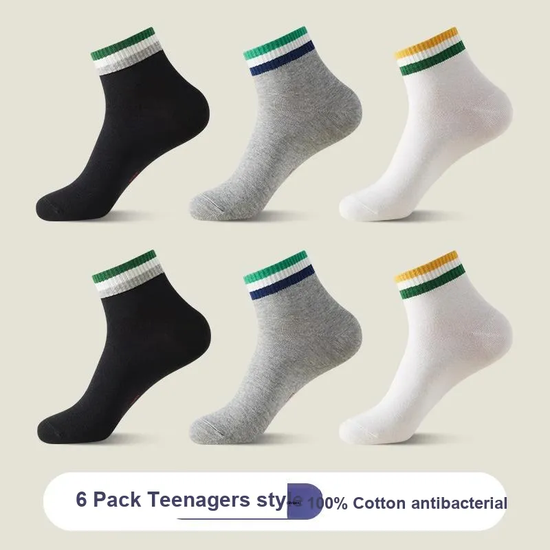 H YXIANG Mid Calf Socks Unisex Box 6 Pack-3