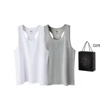 2 Pack (White+Heather Gray) 100% cotton Moisture-Wicking/Athletic Fit/Slim Fit