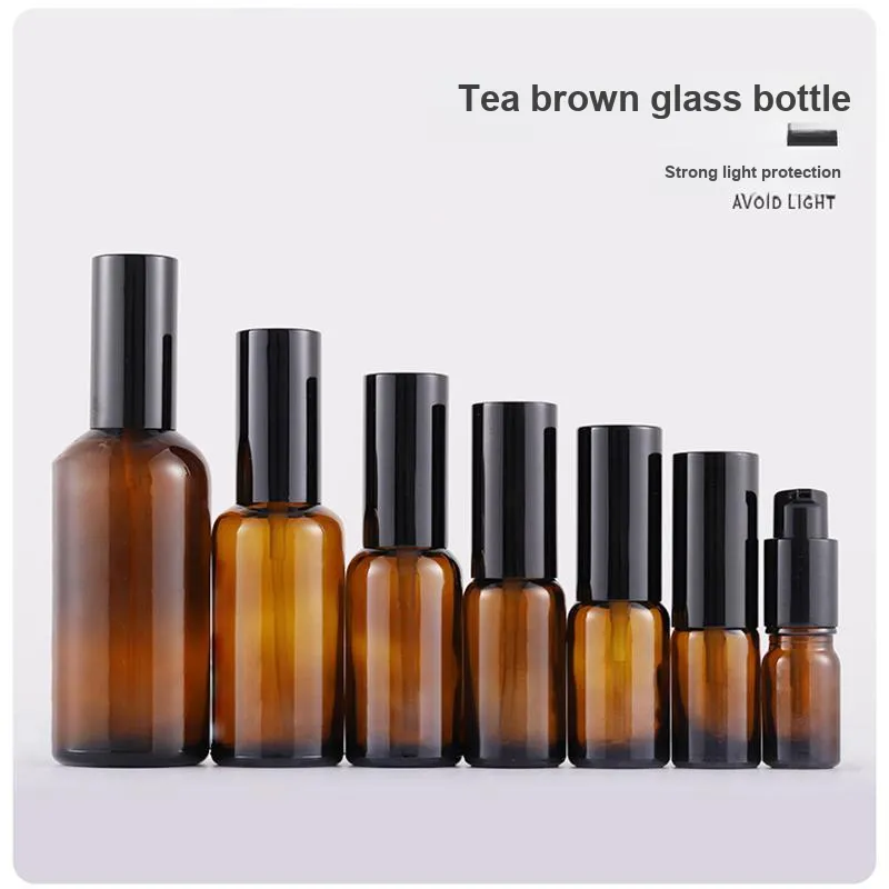 JIANYINGSHU Glass Lotion Bottle Portable Dispenser Bottle With Light Protection Glass Push Button Travel Mini Bottle-9