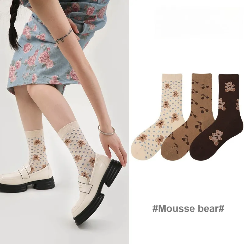 Vine Color Mid Calf Socks Unisex 3 Pack-4