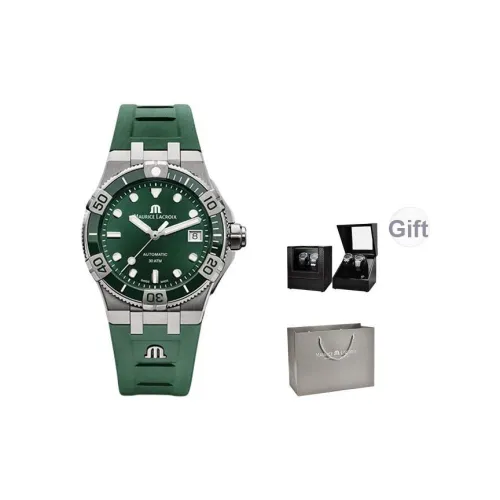MAURICE LACROIX Автоматический Механический Часы Мужские Циферблат 38 Зеленый Нержавеющая Сталь Корпус Резиновый Ремешок