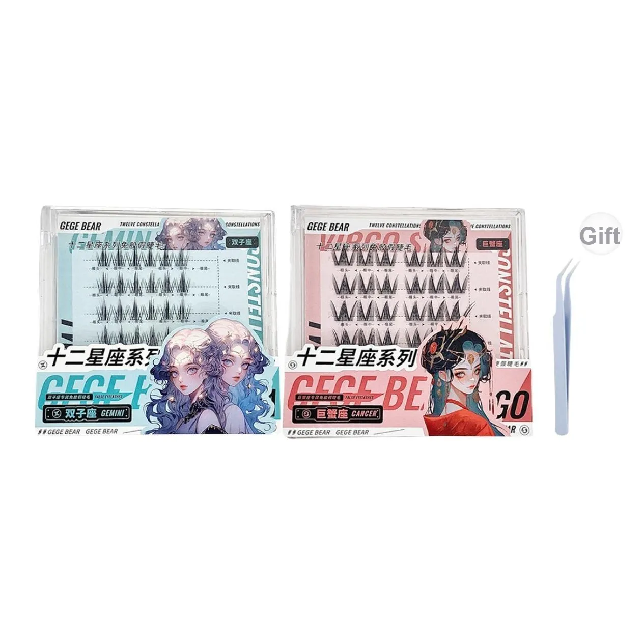 Gege Bear Близнецы+Рак Клей Бесплатно Искусственные ресницы Натуральный удлинение Стиль