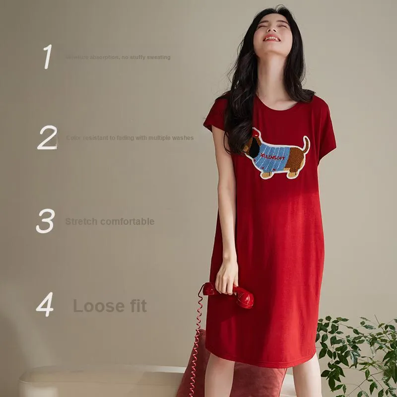 Xuan Liang Nightgown Women's Maroon-2