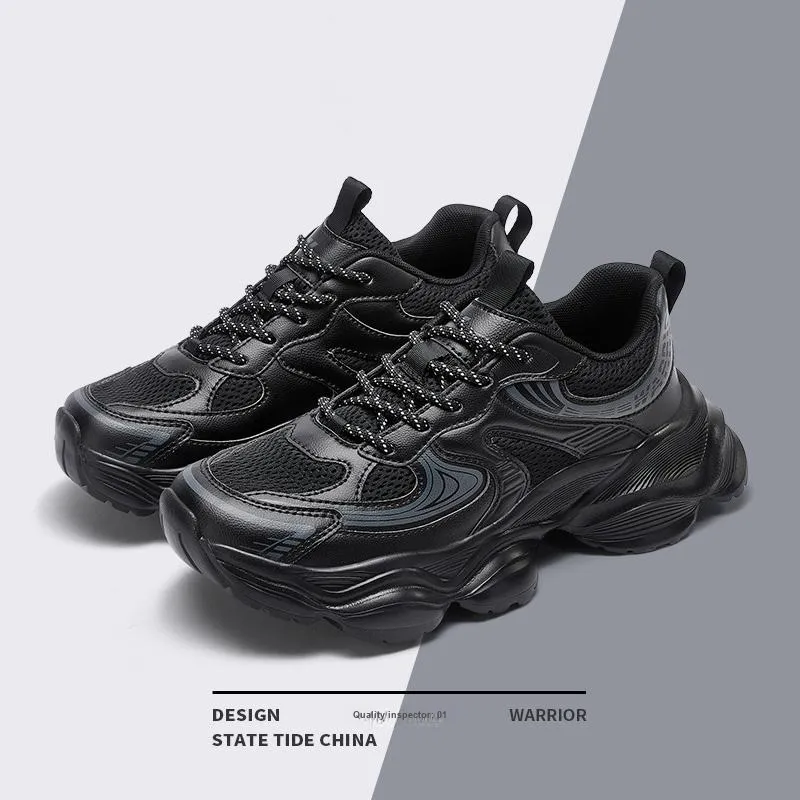 WARRIOR Chunky Sneakers Unisex Low Top Black-4