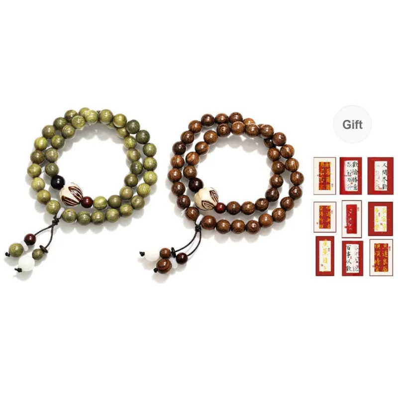 JINGCHENGGOU Green Sandalwood Wooden Bracelets Unisex-6