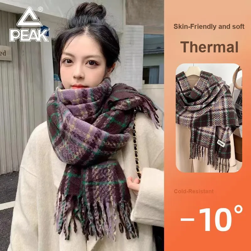 PEAK Polyester Knit Scarves Unisex Dark Green-1