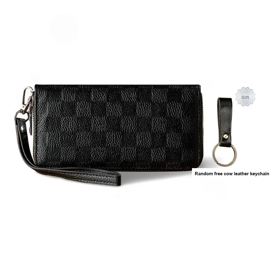 Simple&nature Cow Leather Coin Purse Clutch Wallet Medium Size Men's Black