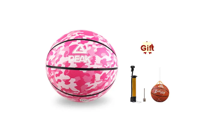 PEAK Rubber Basketball Rose Red Blue Size 7 Training Unisex-0