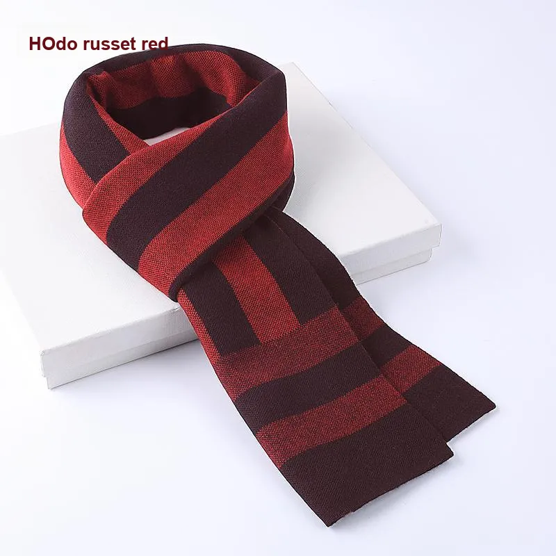 Red Bean Wool Knit Scarves Men's-12