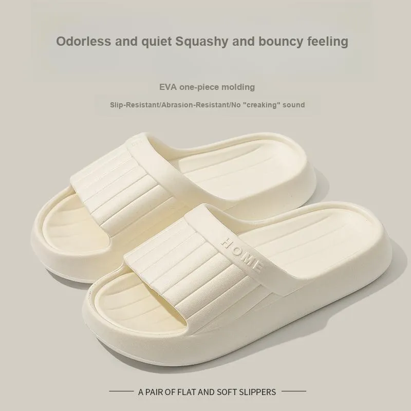 Foot Recreation Minimalist Style Vertical Stripes Letter Comfortable Quiet Slip Resistant Slippers Home Slippers Unisex-6