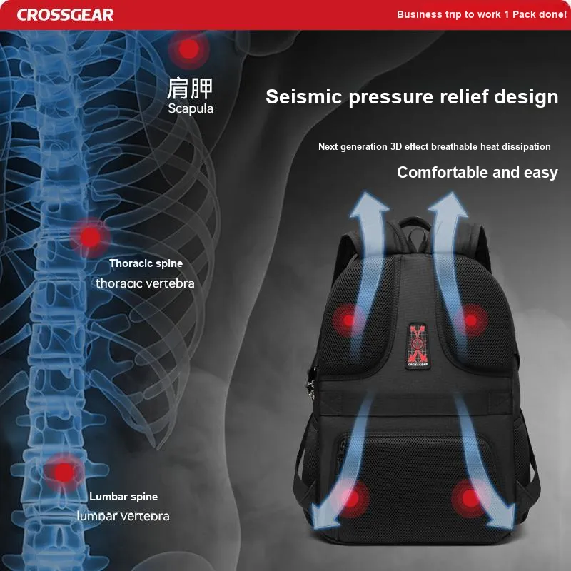 CROSSGEAR Fabric Backpack Unisex Black-3