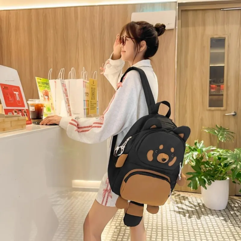 AIBAG Nylon Backpack Unisex Ecru/Black/Khaki-11