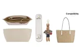 Tote30m White Shoulder Pads+Beige Liner+Brown Bunny Doll