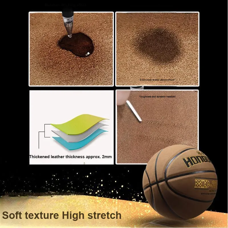 Hongdong Microfiber Composite Basketball Brown Size 7 Training Unisex-6